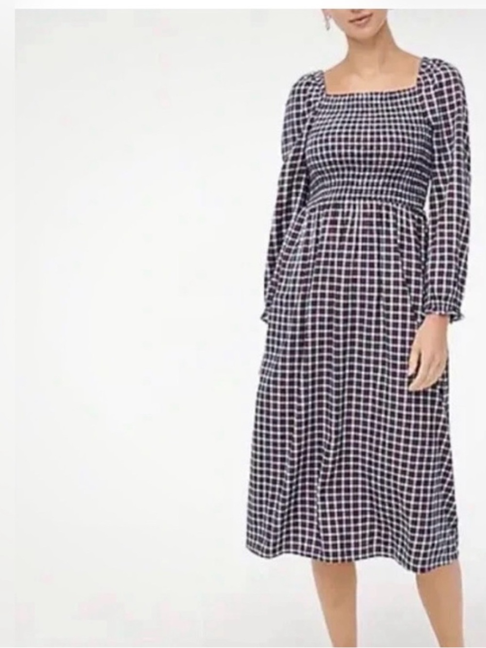 EUC J Crew smocked checked dress